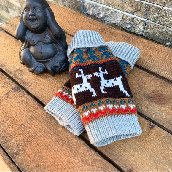 ✨BOHO KNIT HAND ARM WARMER FINGERLESS GLOVES - Picture 3 of 5